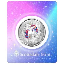 2024 - BLOSSOM - Color Unicorn 1 oz .999 FINE Silver Coin Mythical Horse Scottsd