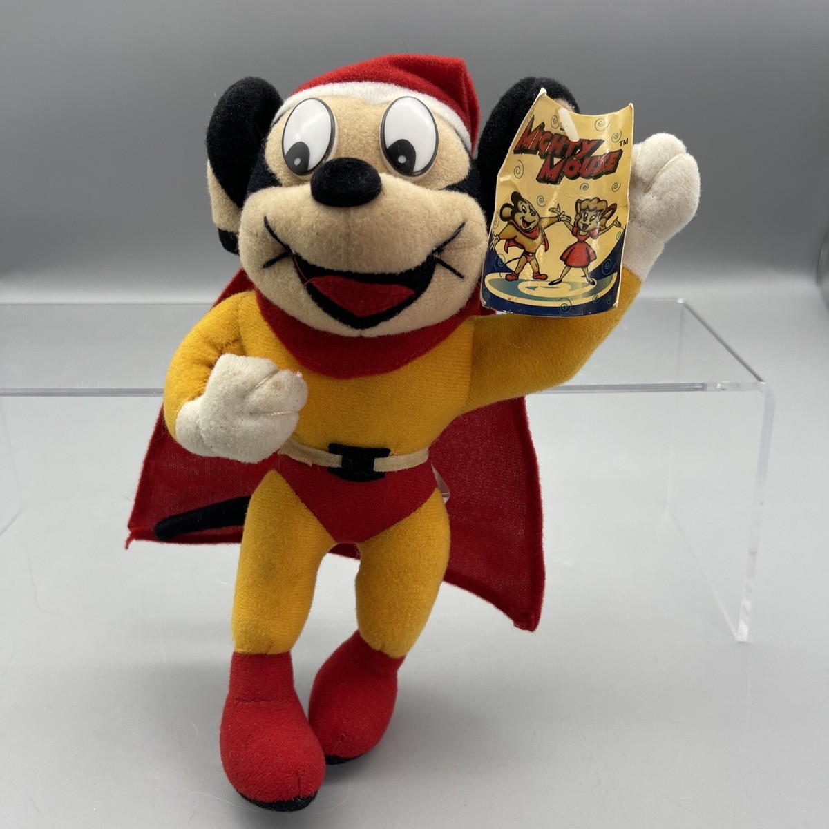 Vintage 1998 Mighty Mouse Santa w Hat Christmas Plush Toy Terry