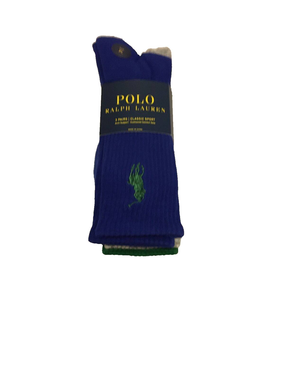 Polo Ralph Lauren Big Pony Classic Sport 3 paia calze girocollo uomo XL 13 16 nuove con etichette