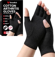 Fingerless Compression Gloves (1 Pair), Cotton Arthritis Gloves Women Men, Arthr