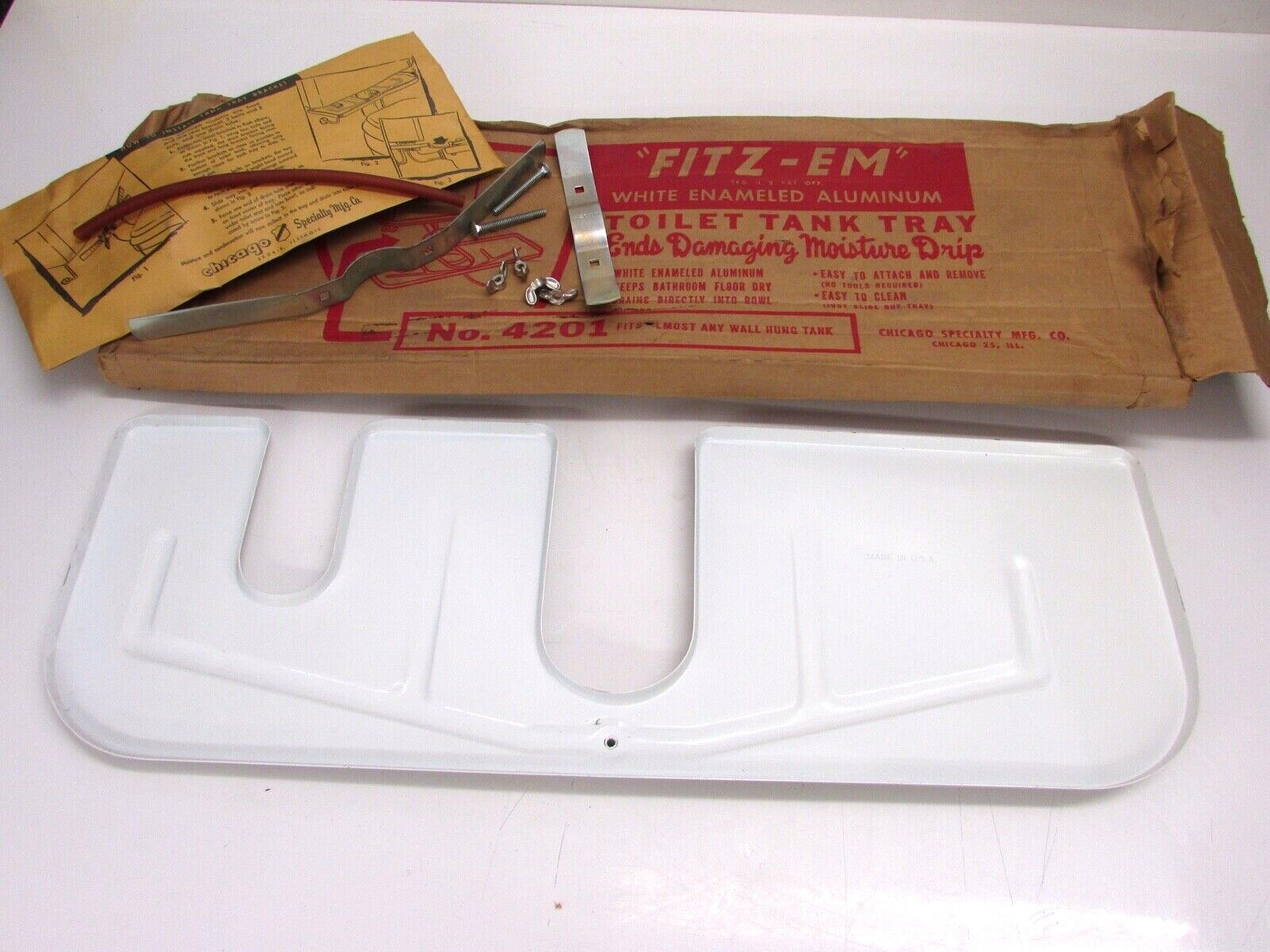 NOS! CHICAGO SPECIALTY "FITZEM" TOILET TANK DRIP TRAY, WHITE, No. 4201