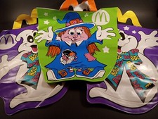 3 Vtg 1990 McDonalds Halloween Vinyl Trick Or Treat Happy Meal Bags Witch Ghosts