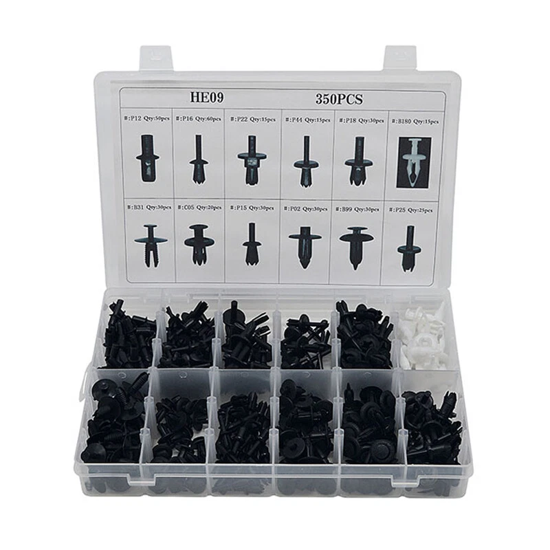 350 peças clipes de náilon para carroceria de caminhão pino de pressão acabamento rebite prendedor removedor de chave de fenda - Imagem 2 de 4