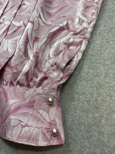 Laura &Jane Blouse Shirt Womens Size Medium Long Sleeve Pink Damask Romantic - Picture 10 of 11