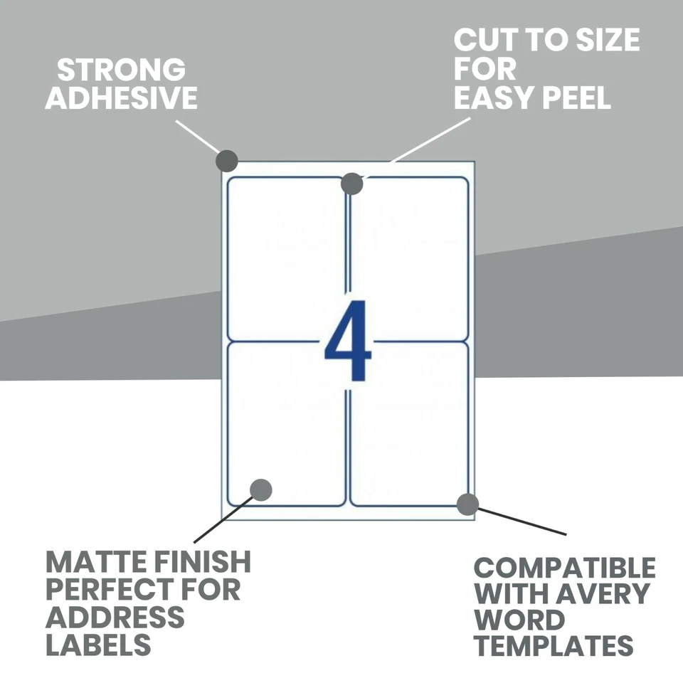 A4 Self Adhesive Labels Inkjet Laser Sticker Mailing Address 1-65 Per Sheet - image 2 of 2
