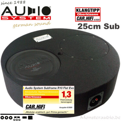 Audio System 400Watt Subframe R10 Flat EVO2 Subwoofer Reserverad Reserveradmulde