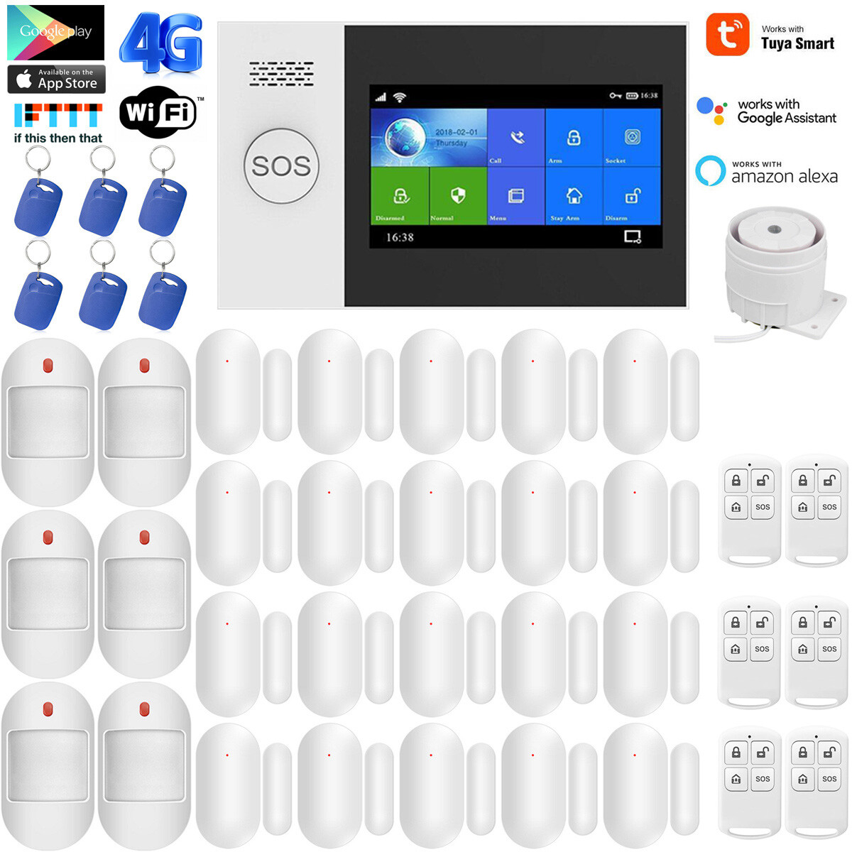 V20 WiFi Cloud 4G Tuya APP Wireless Home Security Alarm System+Alexa+Google Home