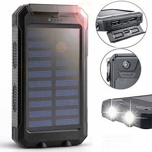 2000000mAh Solar Power Bank LED Dual USB Backup Battery Charger For Mobile Phone