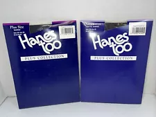VTG NEW Hanes Too Pantyhose Size 3Q 3X Control Top Lot of 2 NOS Barely Black