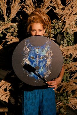 Vegane Schamanin ''She Wolf Drum'', Hexentrommel, Klangheilwerkzeug, stimmbar 20''