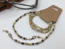 Homemade Eyeglasses  Mask Lanyard Gold-Tones 4mm Beads unisex 
