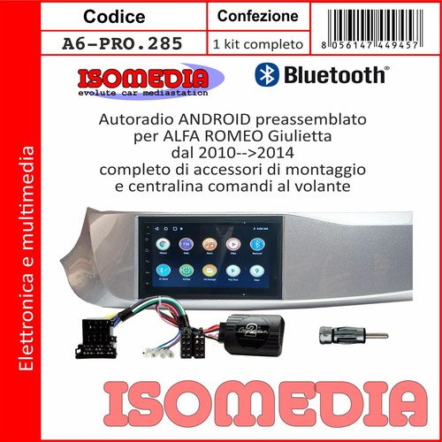 AUTORADIO ANDROID PER ALFA ROMEO GIULIETTA 2010 AL 2014 KIT 4 + 64GB BT - Foto 3 di 21