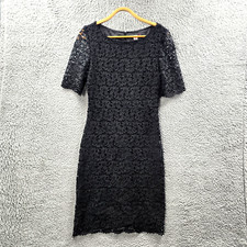 Vintage Table Eight Womens Pencil Dress Size 10 Black Lace Short Sleeve