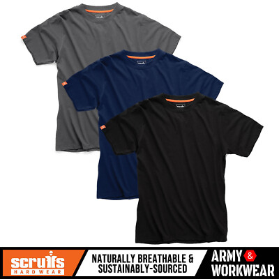 Scruffs Eco Worker T-Shirt Plain Mens 100% Cotton Breathable Work Shirt