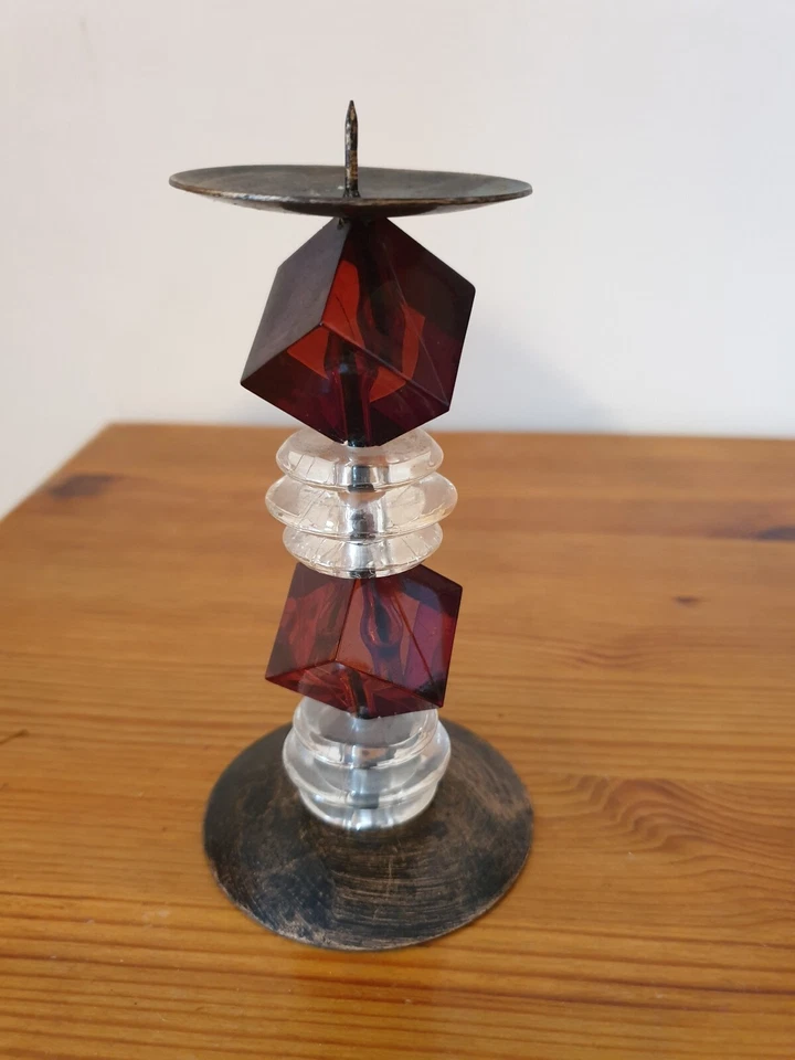 Joli bougeoir vintage métal et plastique 14 cm - Photo 3/4