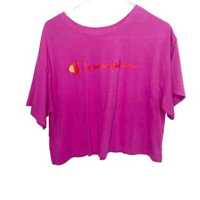Champion XL Womens Womens Round Neck Short Sleeve Logo T-Shirt Magenta Pink 