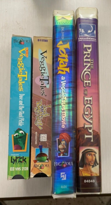 4 Family VHS Lot Prince of Egypt Veggietales Jonah Josh Big Wall