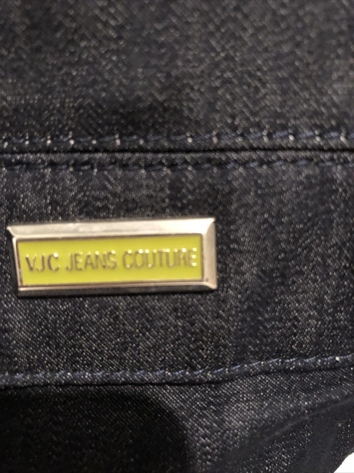 VERSACE Azul Marino Denim Oscuro De Colección Años 70’s Bolso Cluth Auténtico Italia Foto 3 de 4