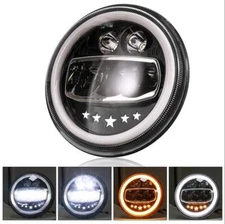 Motorcycle 7" LED Round Headlight Hi/Low Beam Round Compatible with Harley Jeep