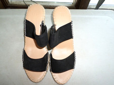 JUST FAV - NWOB - Black Slip On Wedge Sandals - Size 7