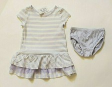 Girls Dress SET 2-piece Lavender WHITE Striped Dress Tulle Size 18-24 Months NEW