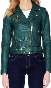 michael kors green leather jacket