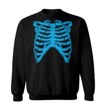 Skeleton Ribcage Neon - Blue Bones Outfit Costume Toddler Crewneck Sweater