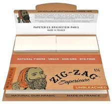 Zig Zag Unbleached1 1/4 Rolling Papers COMBO 1PK w/50 Tips ZigZag USA SHPD