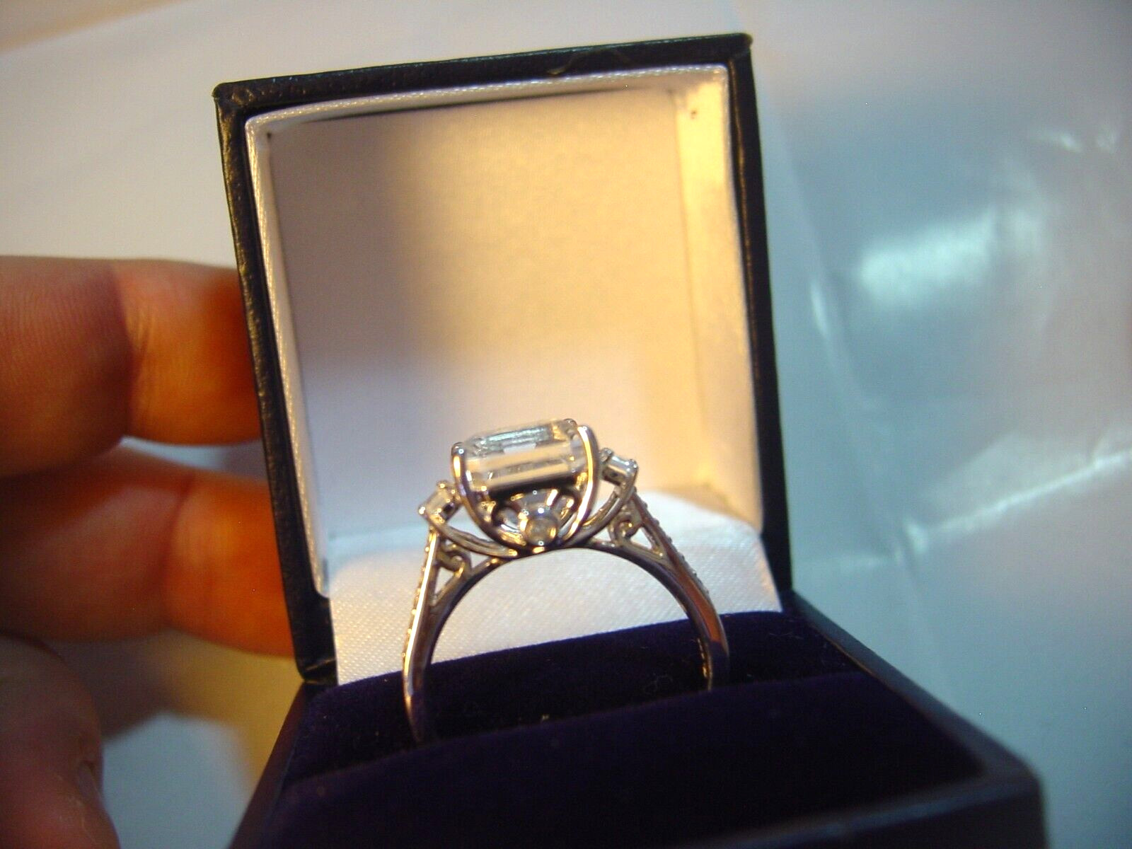 Vintage Superb Large Solid Silver Ring with Real … - image 3