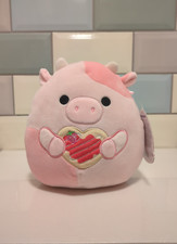 Squishmallows 8” Reshma The Cow pink with Heart Cookie Valentine plush soft toy