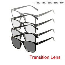 Photochromic Transition Nerd Geek Mens Square Sunglasses Reader Reading Glasses