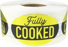 Fully Cooked Grocery Food Stickers, 1.25 x 2 Inches, 500 Labels on a Roll