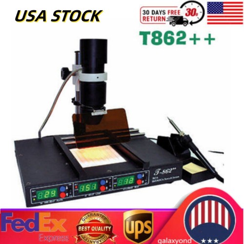 T862++ BGA SMT SMD INFRARED REWORK STATION IRDA WELDER XBOX SOLDING STATION NEW - Picture 1 of 10