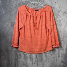 Rafaella Women’s Coral Blouse  Size Large 3/4 Sleeve