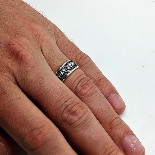 Apis Bull Taurus Engagement Unisex Ring Silver 925 - Picture 6 of 6
