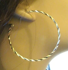 HOOP EARRINGS GOLD TONE HOOP EARRINGS 2 INCH HOOPS RIVET HOOP DESIGN