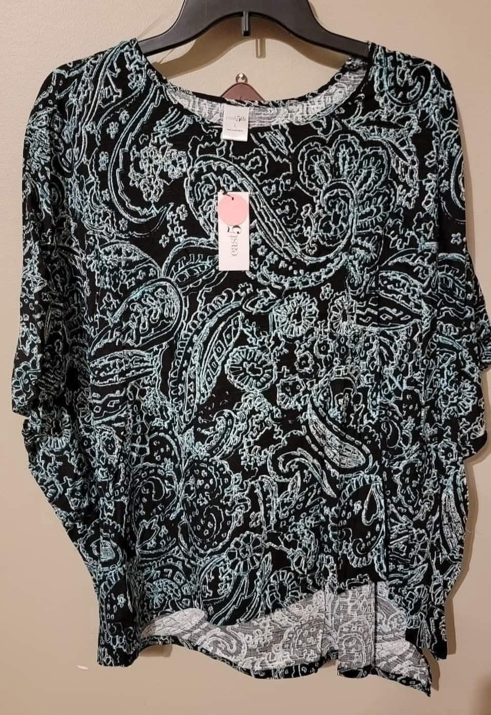 NWT EAST 5th Paisley BOHO Flowy Open Design Blouse Size Large