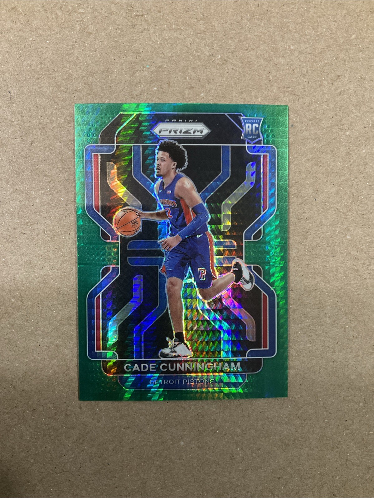 2021-22 Panini Prizm Pistons Cade Cunningham Green Hyper Prizm #282 Rookie RC