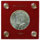 1964 KENNEDY HALF DOLLAR - 90% SILVER - UNC IN SEALED DISPLAY PIECE - H$K458