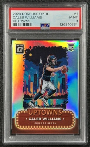 CALEB WILLIAMS PSA 9 2024 PANINI DONRUSS OPTIC #1 ROOKIE UPTOWNS RC SSP 0384