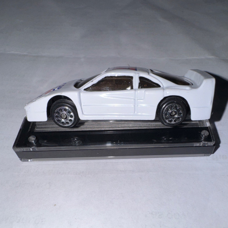 Pepsi #77 White Diecast Advertising Car on Display Base - Red/Blue Soda Theme