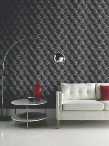 Arthouse Desire Geometric  Luxury Faux Leather 3D Effect Black  Wallpaper