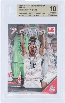 Harry Kane Bayern Munich 2025 Topps Secures First Major Trophy #189 BGS 10 Card