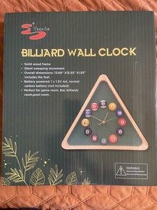 Yuanhe Billiards Pool Ball Clock - 14Inch Triangle Pool Table Cool Wall Clock