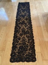 ANTIQUE CHANTILLY LACE MOURNING SHAWL MANTILLA SCARF STOLE WRAP 20 X 98