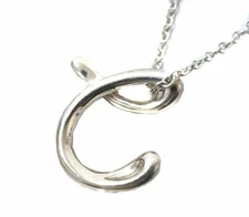 Tiffany & Co. Silver 925 Initial  Letter  Alphabet C Pendant Necklace 16"