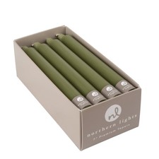 Northern Lights Candles 7" 12pk Tapers Moss Green 71734