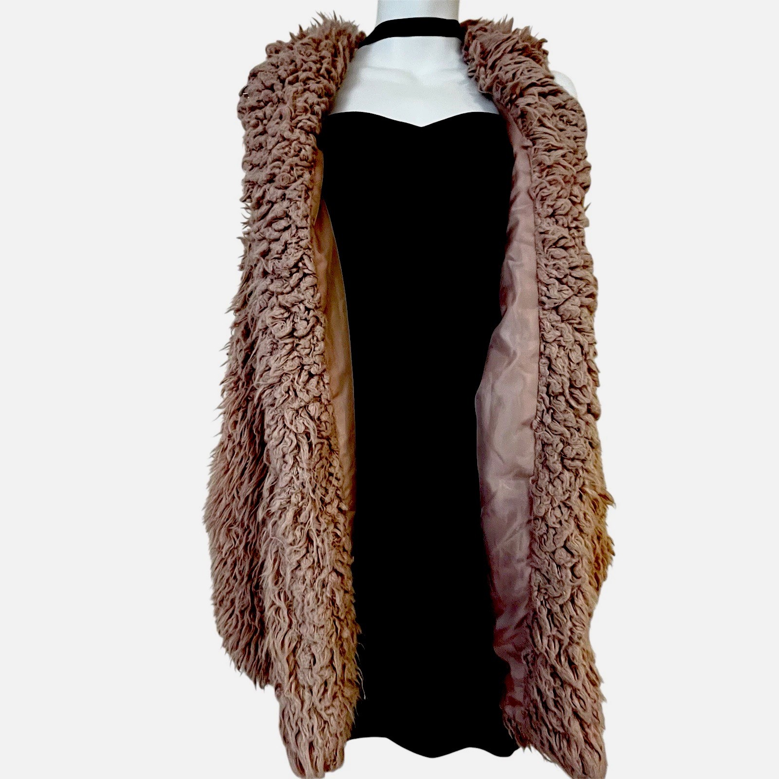 Vintage Y2K Cato Faux Fur Long Vest Lined Fuzzy Pink L Boho Festival
