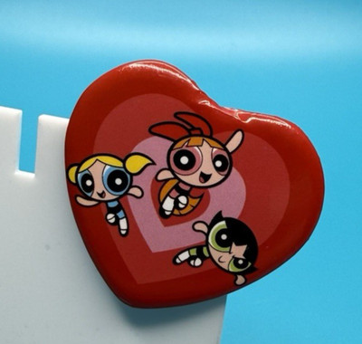 Heart Shaped PowerPuff Girls Pin Pinback Button 1.5''