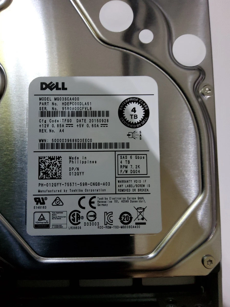 Dell SAS Internal 4 TB Storage Capacity 7200 RPM Rotation Speed